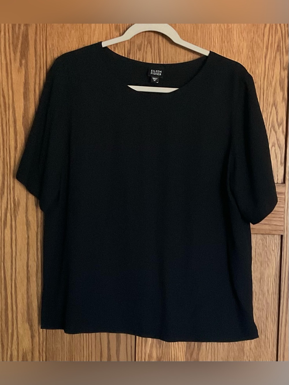 Eileen Fisher Black Short Sleeve 100% silk blouse
